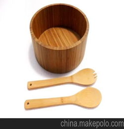 厨房用品 竹制品 沙拉碗 大竹碗 竹叉勺 竹制沙拉碗 1729沙拉碗